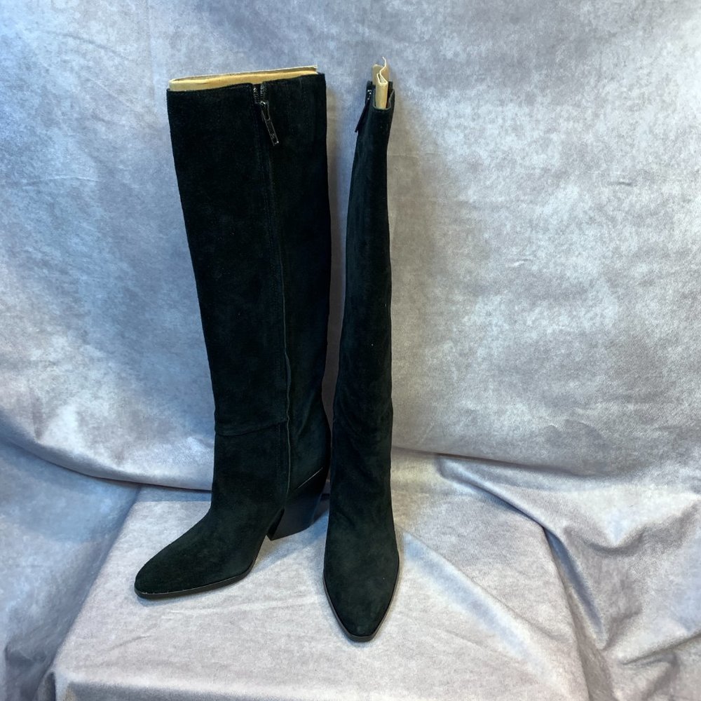 SAM EDELMAN NEW ANNABEL BLACK SUEDE BOOTS, NEW IN REPLACEMENT BOX - Picture 2 of 10